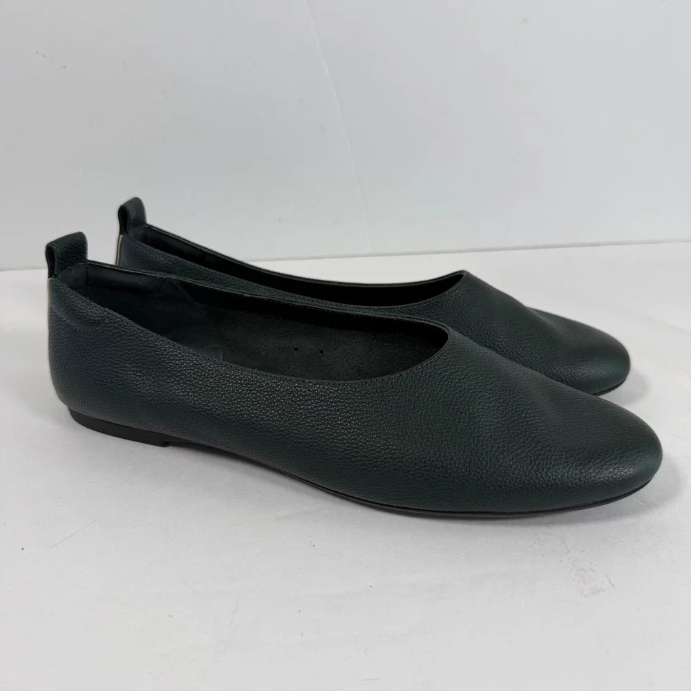 Everlane Day Glove Flats Size 11 Dark Green Leather Ballet Flats Minimalist